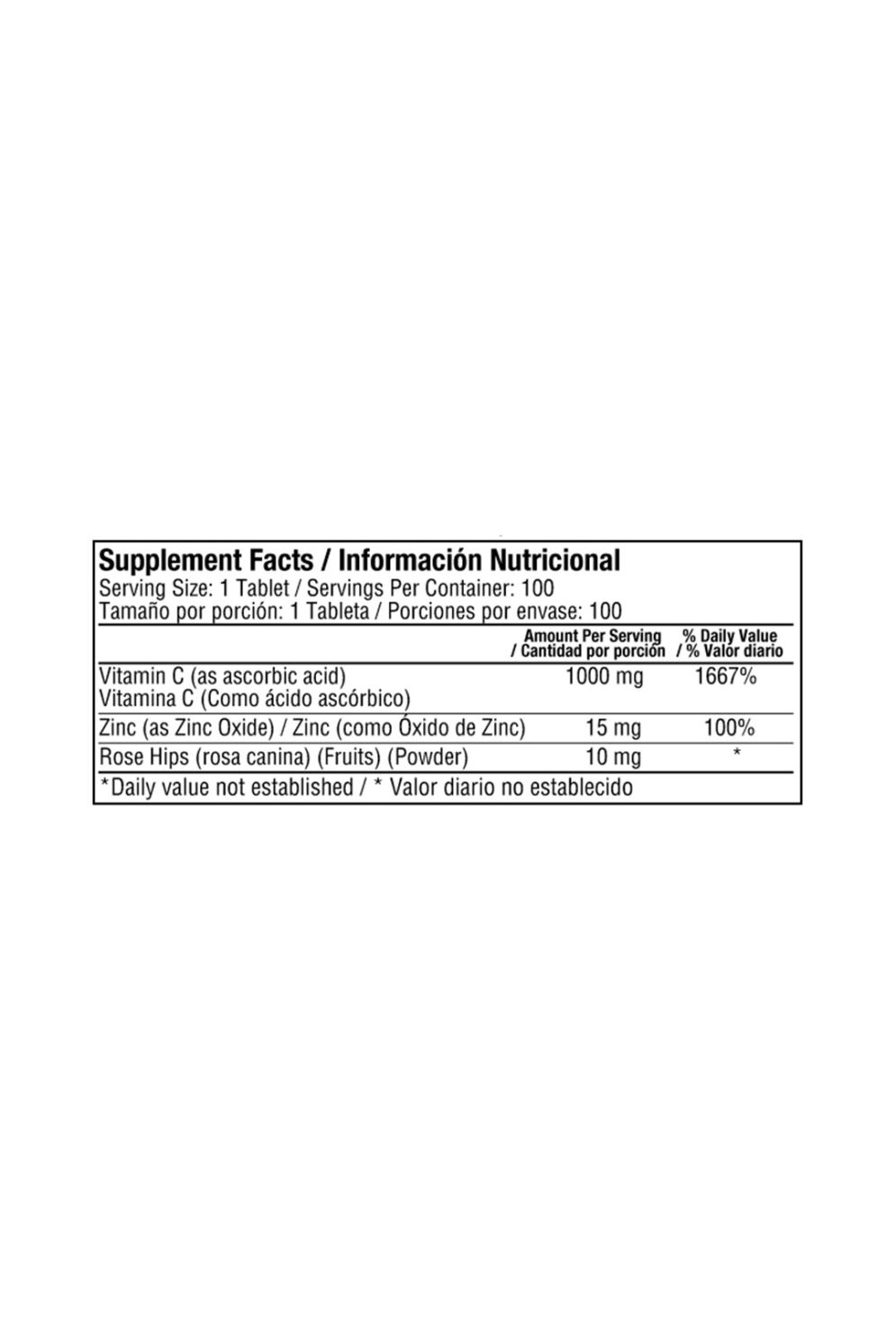 Vitamina C 1.000 + Zinc and Rosehips X 100 Tablets - Image 2