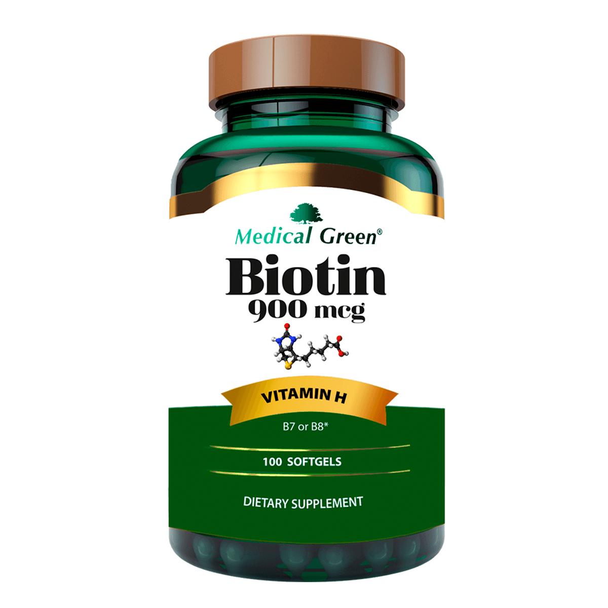 Biotina Medical Green 900 mcg X 100 Cápsulas